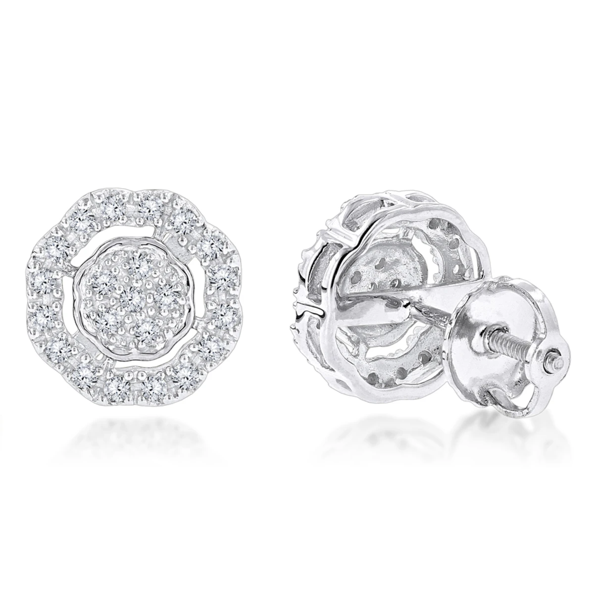 Pave Round Diamond Earrings 0.28ct 10K Yellow Gold 2 Pave Round Diamond Earrings 0.28ct 10K Yellow Gold - Image 2