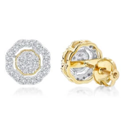 Pave Round Diamond Earrings 0.28ct 10K Yellow Gold