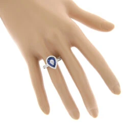 Pear Shape Design Sapphire And Diamond Engagement Ring For Women 1 Carat TW -Borcely Jewelry Sales pear shape design sapphire and diamond engagement ring for women 1 carat tw bodwh
