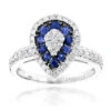 Pear Shape Design Sapphire And Diamond Engagement Ring For Women 1 Carat TW
