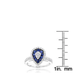 Pear Shape Design Sapphire And Diamond Engagement Ring For Women 1 Carat TW -Borcely Jewelry Sales pear shape design sapphire and diamond engagement ring for women 1 carat tw rulerwh