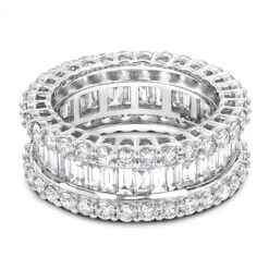 Platinum Diamond Eternity Band With Baguette And Round Diamonds 5.72ct -Borcely Jewelry Sales platinum diamond eternity band 572ct p 30431 backwh