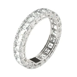 Platinum Emerald Cut Diamond Eternity Band For Women 4ct Anniversary Ring 6 Platinum Emerald Cut Diamond Eternity Band For Women 4ct Anniversary Ring -Borcely Jewelry Sales platinum emerald cut diamond eternity band for women 4ct anniversary ring back