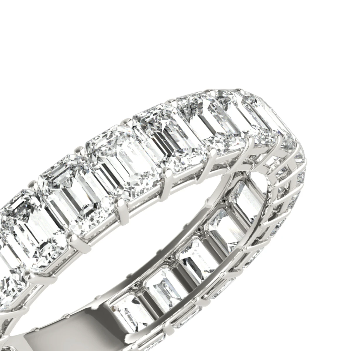 Platinum Emerald Cut Diamond Eternity Band For Women 4ct Anniversary Ring 4 Platinum Emerald Cut Diamond Eternity Band For Women 4ct Anniversary Ring - Image 4