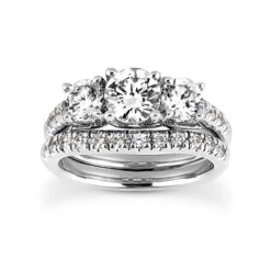 Platinum Round Diamond Engagement Ring Set 2ct