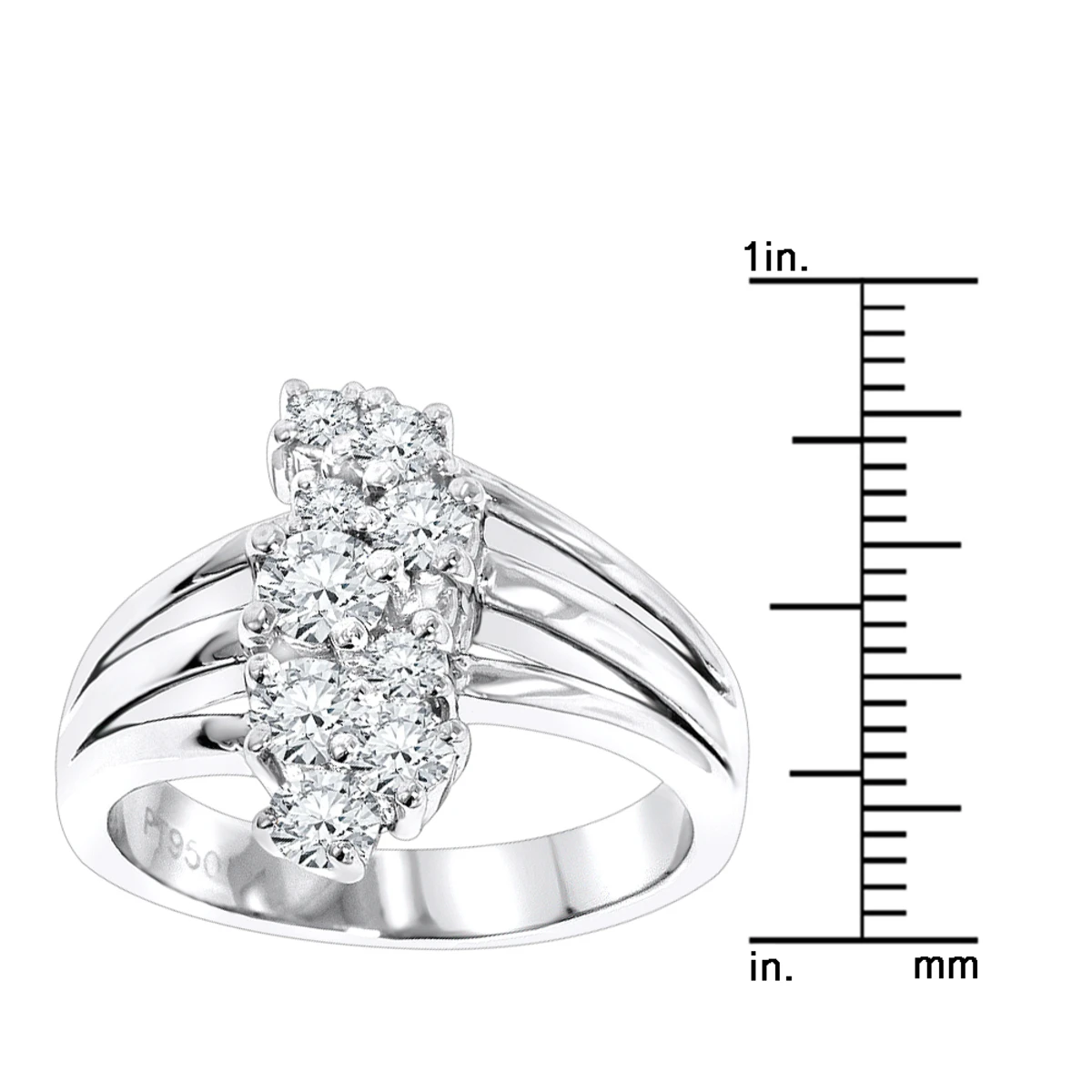 Platinum Round Diamond Right Hand Ladies Ring 0.76ct 4 Platinum Round Diamond Right Hand Ladies Ring 0.76ct - Image 4