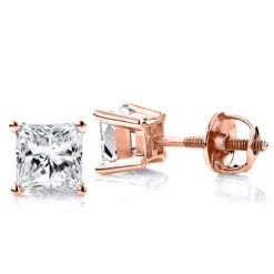 Princess Cut Diamond 18K White Gold Stud Earrings 1ct -Borcely Jewelry Sales princess cut diamond platinum stud earrings 1ct ro