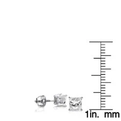 Princess Cut Diamond 18K White Gold Stud Earrings 1ct -Borcely Jewelry Sales princess cut diamond platinum stud earrings 1ct rulerwh