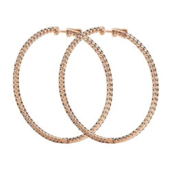 Real 3 Carat Black Diamond 2 Inch Hoop Earrings Inside Out Design 14K White Gold -Borcely Jewelry Sales real 3 carat black diamond 2 inch hoop earrings inside out design 14k gold 018012 backro