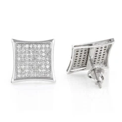 Real Diamond Earrings 10K White Gold Round Diamond Earrings 0.52ct