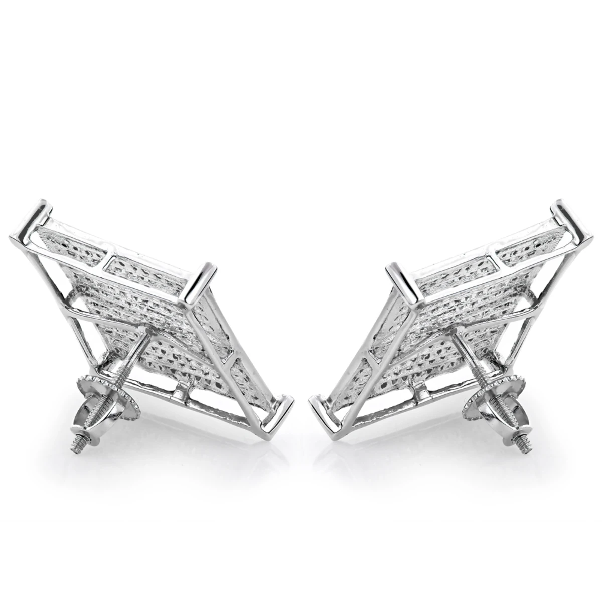 10K White Gold Hip Hop Diamond Earrings 1.13ct 4 10K White Gold Hip Hop Diamond Earrings 1.13ct - Image 4