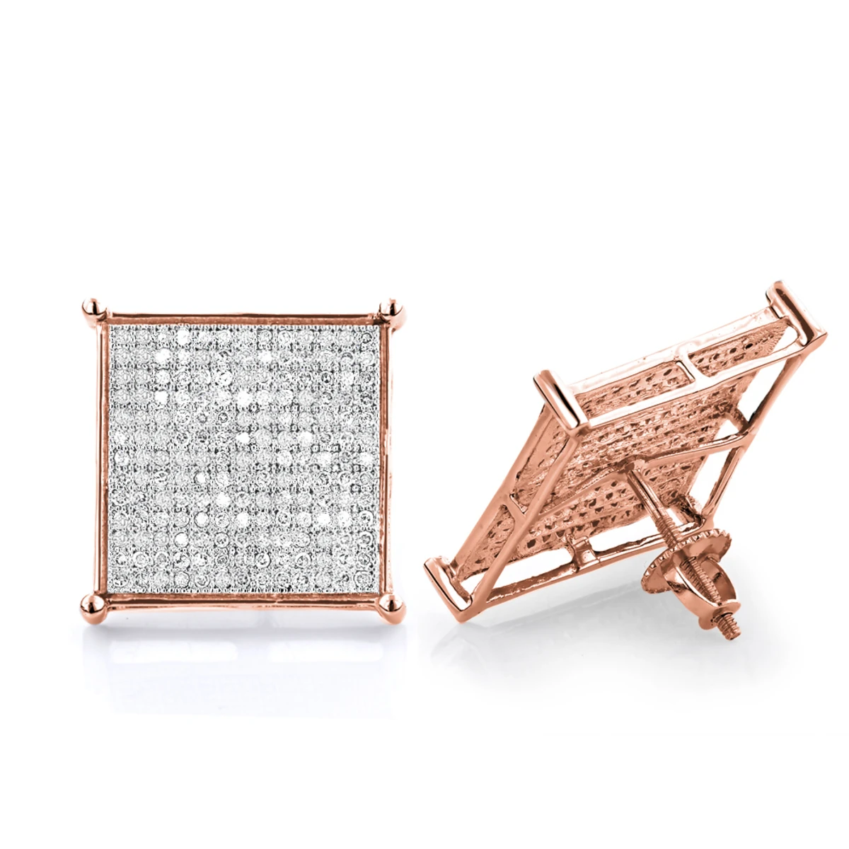 10K White Gold Hip Hop Diamond Earrings 1.13ct 3 10K White Gold Hip Hop Diamond Earrings 1.13ct - Image 3