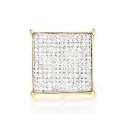 Real Hip Hop 10K Yellow Gold Men's Diamond Oversized Stud Earring 0.6ct