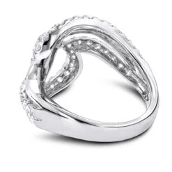 Gold Diamond Wave Right Hand Ring For Women 1.5ct 14K White Gold -Borcely Jewelry Sales right hand rings gold diamond wave ring for women 16ct 14k backwh