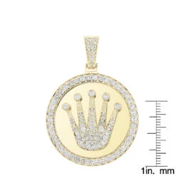 Rolex Style Diamond Pendant 3ct 10K Yellow Gold Crown Medallion -Borcely Jewelry Sales rolex style diamond pendant 3ct yellow white gold crown medallion rulerye