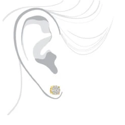 Round Cluster Diamond Earrings Studs 0.75ct 14K Yellow Gold -Borcely Jewelry Sales round cluster diamond earrings studs 063ct 14k gold bodye