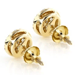 5 Carat Look Round Diamond Cluster Earrings 14K Yellow Gold Studs 1 Ct Halo Design -Borcely Jewelry Sales round diamond cluster earrings 14k 090ct p 45407 backye