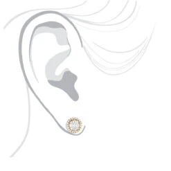 5 Carat Look Round Diamond Cluster Earrings 14K Yellow Gold Studs 1 Ct Halo Design -Borcely Jewelry Sales round diamond cluster earrings 14k 090ct p 45407 bodye