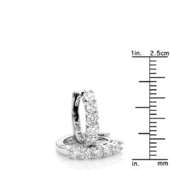 Round Diamond Huggie Earrings Hoops 0.75ct 14K White Gold -Borcely Jewelry Sales round diamond huggie earrings hoops 075ct 14k gold rulerwh 20210223