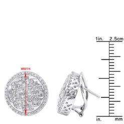 Round Princess Cut Diamond Stud Earrings 2.82ct 14K White Gold -Borcely Jewelry Sales round princess cut diamond stud earrings 282ct 14k p 46005 rulerwh