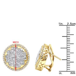 Round Princess Cut Diamond Stud Earrings 2.82ct 14K White Gold -Borcely Jewelry Sales round princess cut diamond stud earrings 282ct 14k p 46005 rulerye