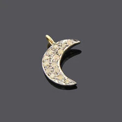 Silver Champagne Diamond Moon Pendant 0.18ct