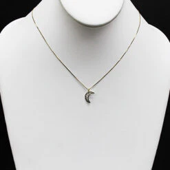 Silver Champagne Diamond Moon Pendant 0.18ct -Borcely Jewelry Sales silver champagne diamond moon pendant 018ct p 40416bod