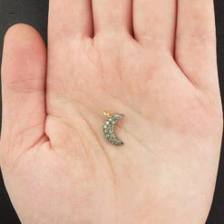 Silver Champagne Diamond Moon Pendant 0.18ct -Borcely Jewelry Sales silver champagne diamond moon pendant 018ct p 40416box