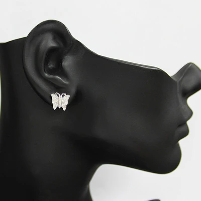 Single Butterfly Earring With Diamonds 0.23ct 10K White Gold 2 Single Butterfly Earring With Diamonds 0.23ct 10K White Gold - Image 2