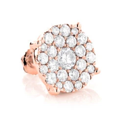 Single Oversized Cluster Men's 18K Rose Gold Round Diamond Stud Earring 2ct -Borcely Jewelry Sales single oversized cluster mens 18k gold round diamond stud earring 2ct 8