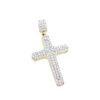 Small 14K Yellow Gold Diamond Cross Pendant Necklace 0.40ct