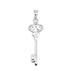 Small 14K White Gold Diamond Key Pendant 0.20ct -Borcely Jewelry Sales small 14k gold diamond key pendant 020ct p 7096 backwh