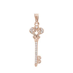 Small 14K White Gold Diamond Key Pendant 0.20ct -Borcely Jewelry Sales small 14k gold diamond key pendant 020ct p 7096 ro
