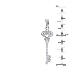 Small 14K White Gold Diamond Key Pendant 0.20ct -Borcely Jewelry Sales small 14k gold diamond key pendant 020ct p 7096 rulerwh