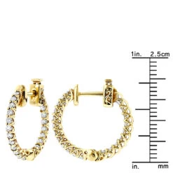 Small 14K Yellow Gold Inside Out Diamond Hoop Earrings 0.9ct -Borcely Jewelry Sales small 14k gold inside out diamond hoop earrings 110ct p 6259 rulerye