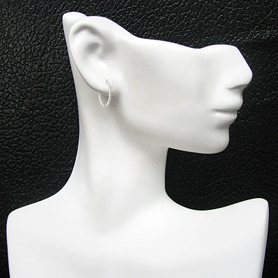 Small Diamond Hoops 14K White Gold Diamond Hoop Earrings 0.55ct 3 Small Diamond Hoops 14K White Gold Diamond Hoop Earrings 0.55ct - Image 3