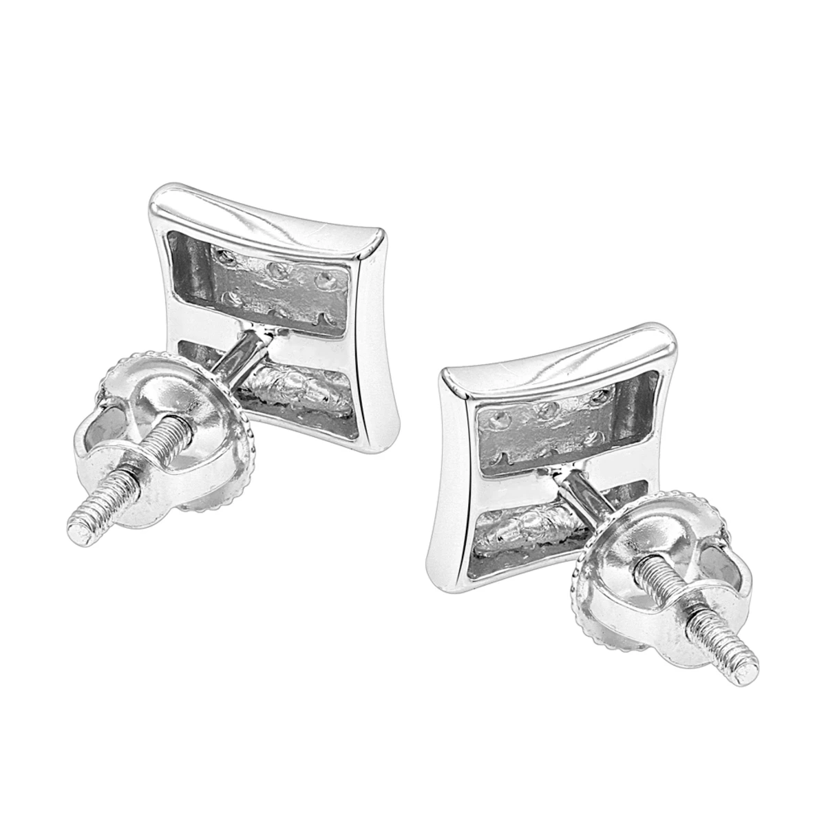 Small Real Diamond Kite Earrings For Men And Women 0.07ct 10K White Gold Studs 4 Small Real Diamond Kite Earrings For Men And Women 0.07ct 10K White Gold Studs - Image 4