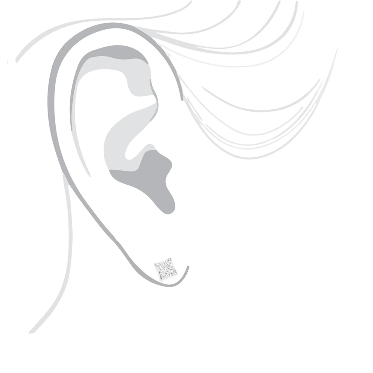 Small Real Diamond Kite Earrings For Men And Women 0.07ct 10K White Gold Studs 6 Small Real Diamond Kite Earrings For Men And Women 0.07ct 10K White Gold Studs - Image 6