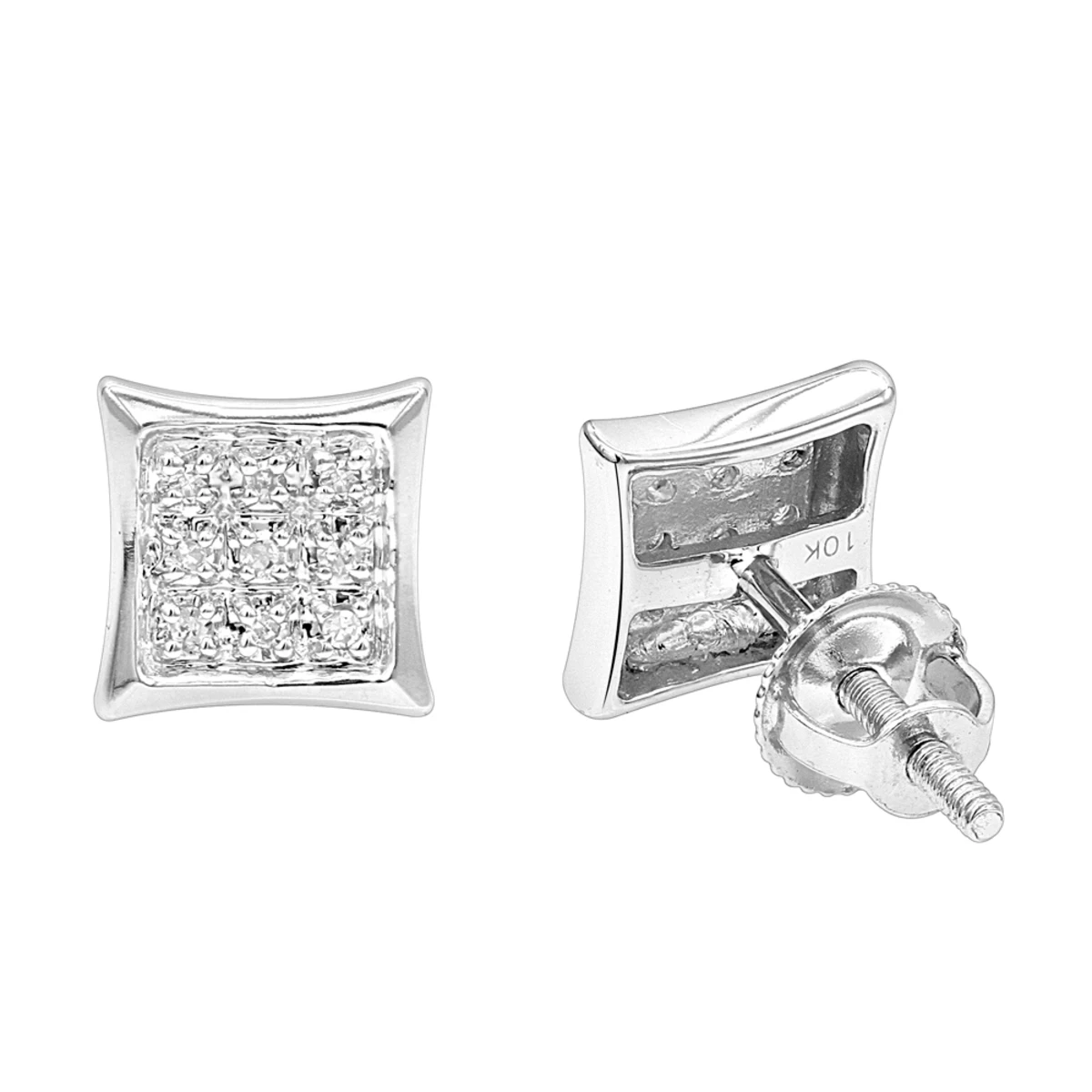 Small Real Diamond Kite Earrings For Men And Women 0.07ct 10K White Gold Studs 1 Small Real Diamond Kite Earrings For Men And Women 0.07ct 10K White Gold Studs