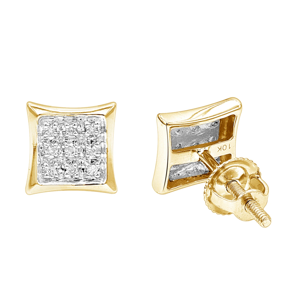 Small Real Diamond Kite Earrings For Men And Women 0.07ct 10K White Gold Studs 2 Small Real Diamond Kite Earrings For Men And Women 0.07ct 10K White Gold Studs - Image 2