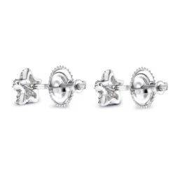 Small Diamond Star Earrings Studs 0.11ct 14K White Gold -Borcely Jewelry Sales small diamond star earrings studs 014ct 14k p 42964 backwh
