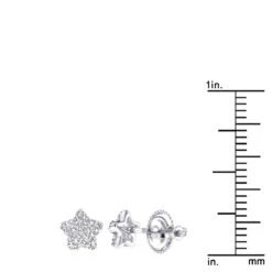 Small Diamond Star Earrings Studs 0.11ct 14K White Gold -Borcely Jewelry Sales small diamond star earrings studs 014ct 14k p 42964 rulerwh