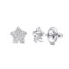 Small Diamond Star Earrings Studs 0.11ct 14K White Gold