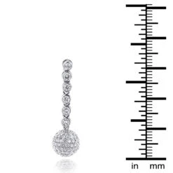 Small 14K White Gold En Globes Diamond Dangle Earrings 2.50ct -Borcely Jewelry Sales small golden globes diamond dangle earrings 250ct p 6156 ruler