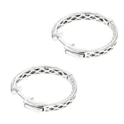 Small Inside Out Diamond Hoop Earrings 1.16ct 14K White Gold -Borcely Jewelry Sales small hoop diamond earrings 116ct 14k backwh