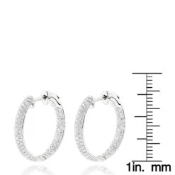 Small Inside Out Diamond Hoop Earrings 1.16ct 14K White Gold -Borcely Jewelry Sales small hoop diamond earrings 116ct 14k rulerwh