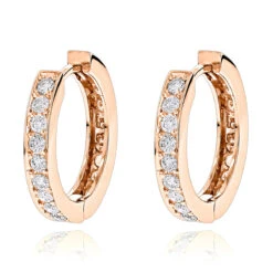 Small 14K Yellow Gold Inside Out Diamond Huggie Earrings 1.2ct -Borcely Jewelry Sales small hoop earrings 14k gold inside out diamond huggie earrings 12ct ro