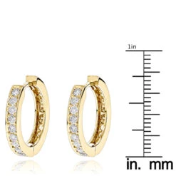 Small 14K Yellow Gold Inside Out Diamond Huggie Earrings 1.2ct -Borcely Jewelry Sales small hoop earrings 14k gold inside out diamond huggie earrings 12ct rulerye