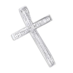 Small Pave Diamond Cross Pendant 0.33ct 14K White Gold -Borcely Jewelry Sales small pave diamond cross pendant 033ct 14k gold p 50036 backwh