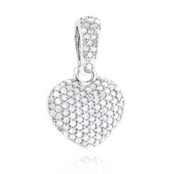 Small Pave Diamond Heart Pendant 14K White Gold 0.33ct